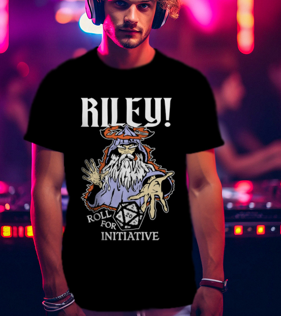 Riley Roll For Initiative Wizard Dice Game Magic T-Shirt