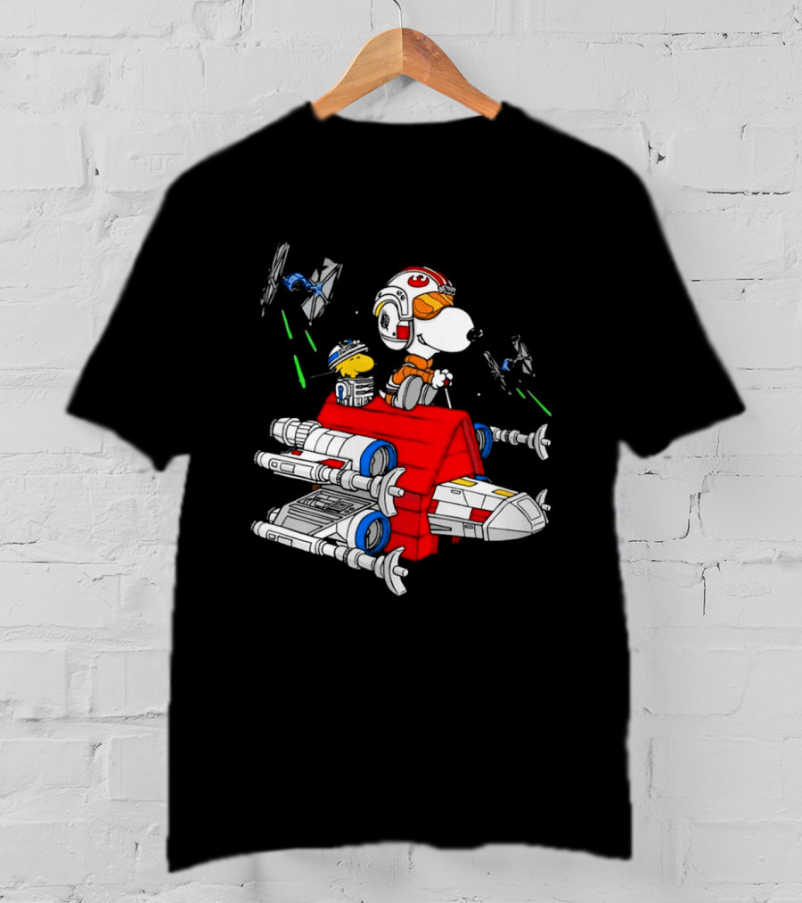Snoopy X Wing Pilot Woodstock R2 D2 Star Wars Peanuts T-Shirt