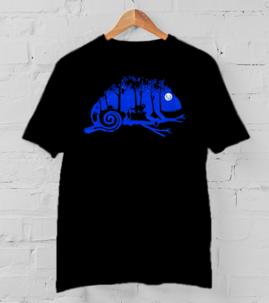 The Midnight Forest Chameleon Moonlit Night Sky T-Shirt