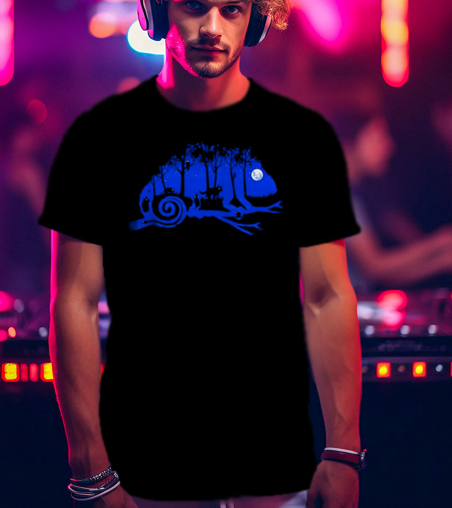 The Midnight Forest Chameleon Moonlit Night Sky T-Shirt