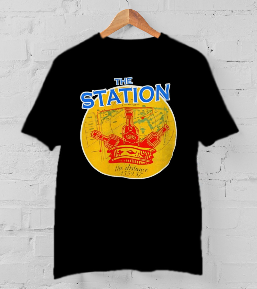 The Station The Distance 1559.37 Map And Bottles T-Shirt