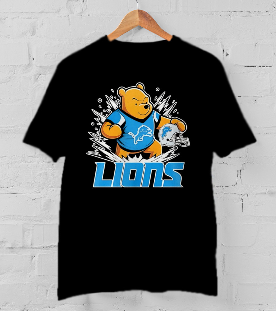 Winnie Pooh Detroit Lions 2024 Helmet Lions Football Team Fan Merchandise T-Shirt