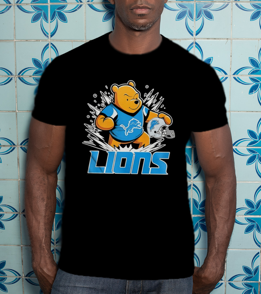 Winnie Pooh Detroit Lions 2024 Helmet Lions Football Team Fan Merchandise T-Shirt