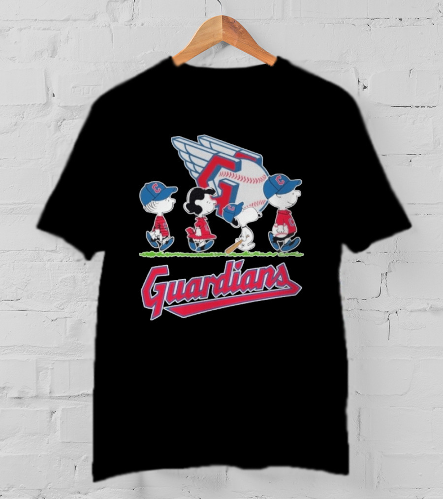 2026 Guardians Peanuts Characters Walking Abbey Road Baseball T-Shirt
