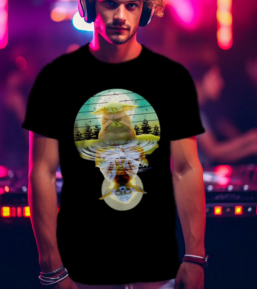 Baby Yoda Star Wars Meditation Forest Reflection Ripples T-Shirt