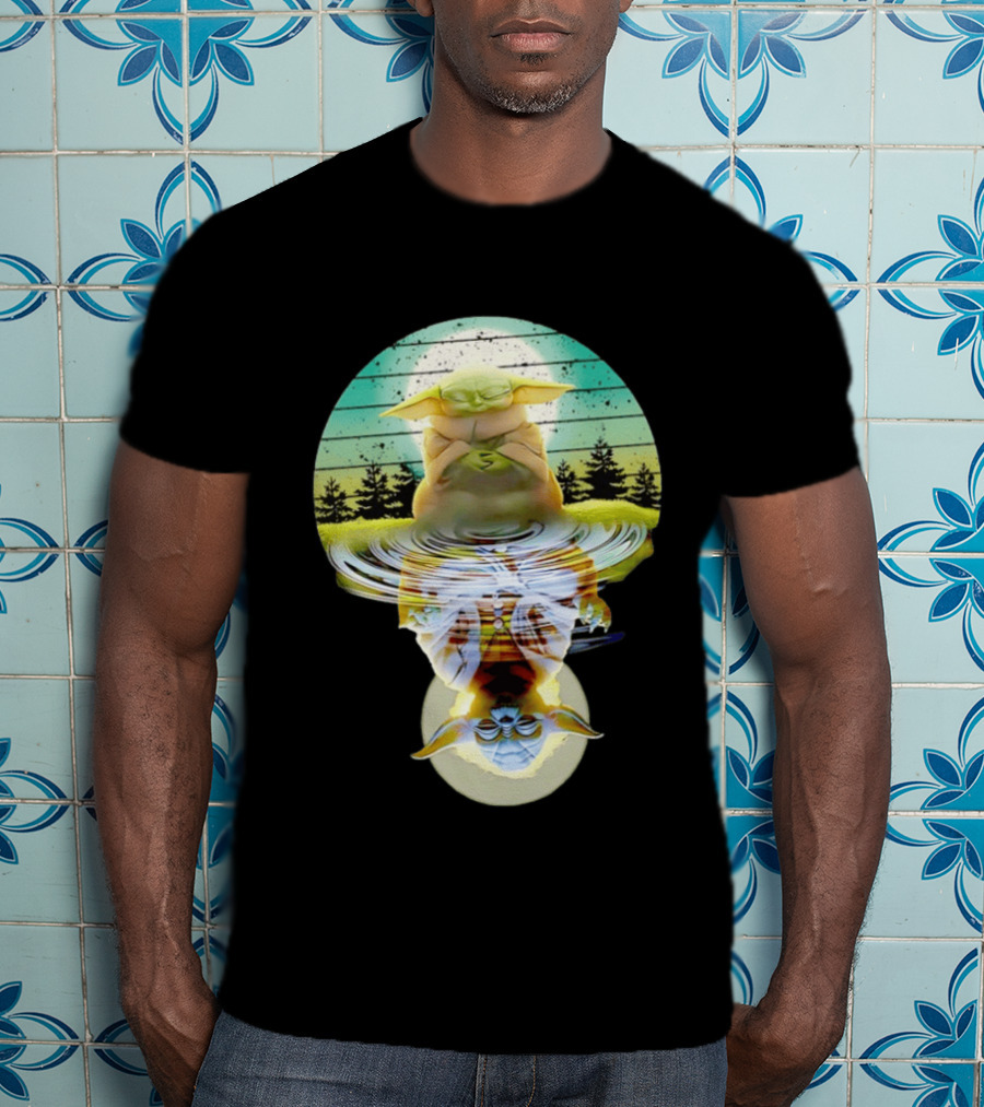 Baby Yoda Star Wars Meditation Forest Reflection Ripples T-Shirt