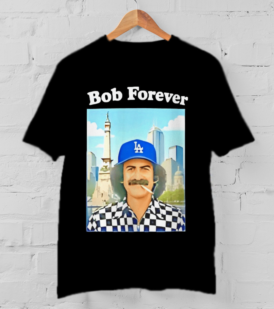 Bob Forever Los Angeles Dodgers Skyline Checkerboard Hat T-Shirt