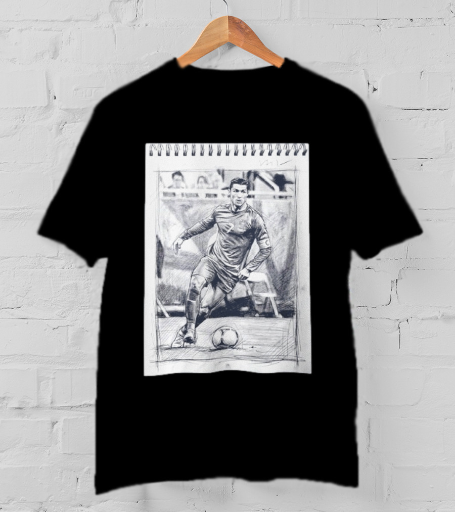 Cristiano Ronaldo CR7 Soccer Sketchbook Drawing T-Shirt