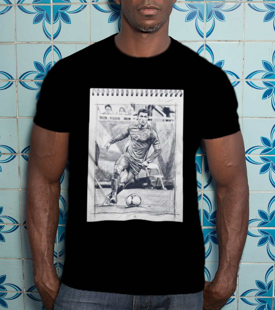 Cristiano Ronaldo CR7 Soccer Sketchbook Drawing T-Shirt