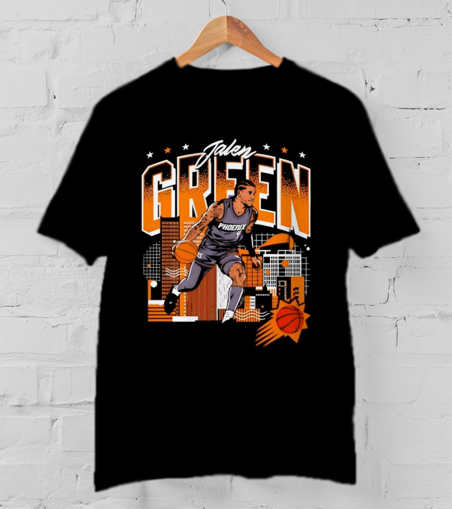Jalen Green Phoenix Suns NBA Basketball Urban Skyline Art 4 15 NBPA T-Shirt