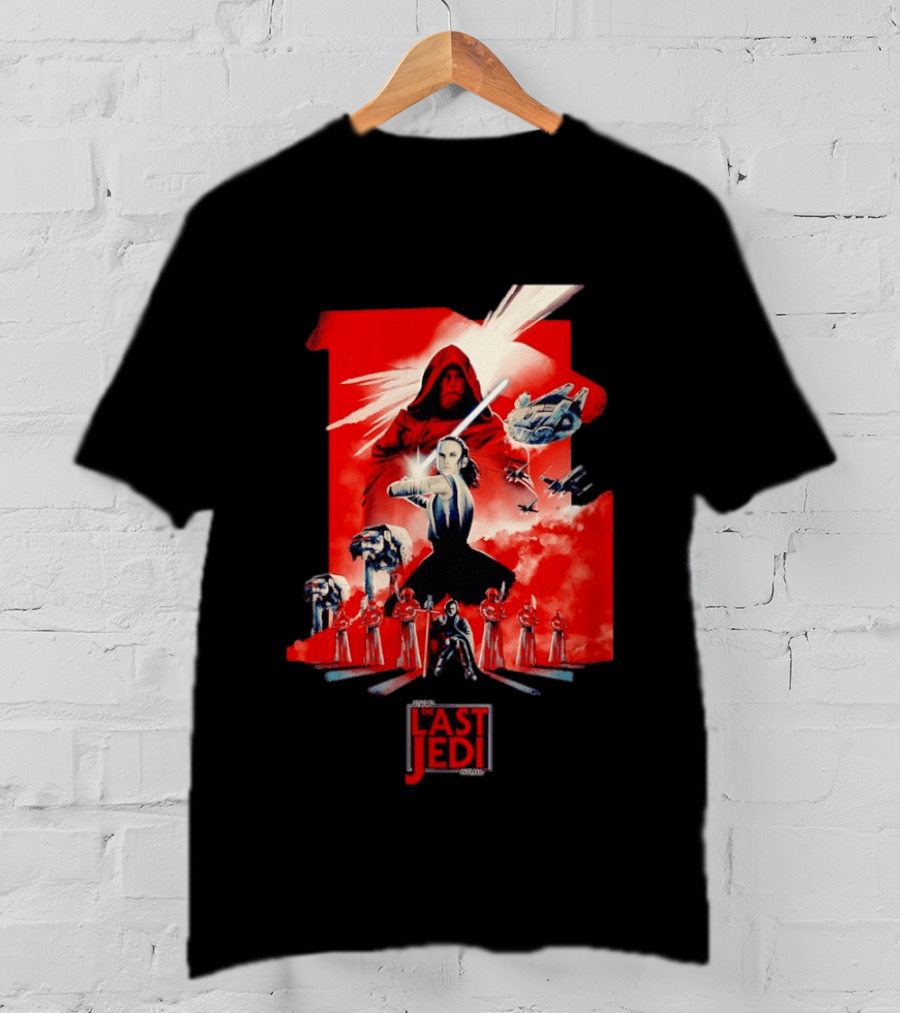 Luke Skywalker Rey Kylo Ren Millennium Falcon X Wing The Last Jedi T-Shirt
