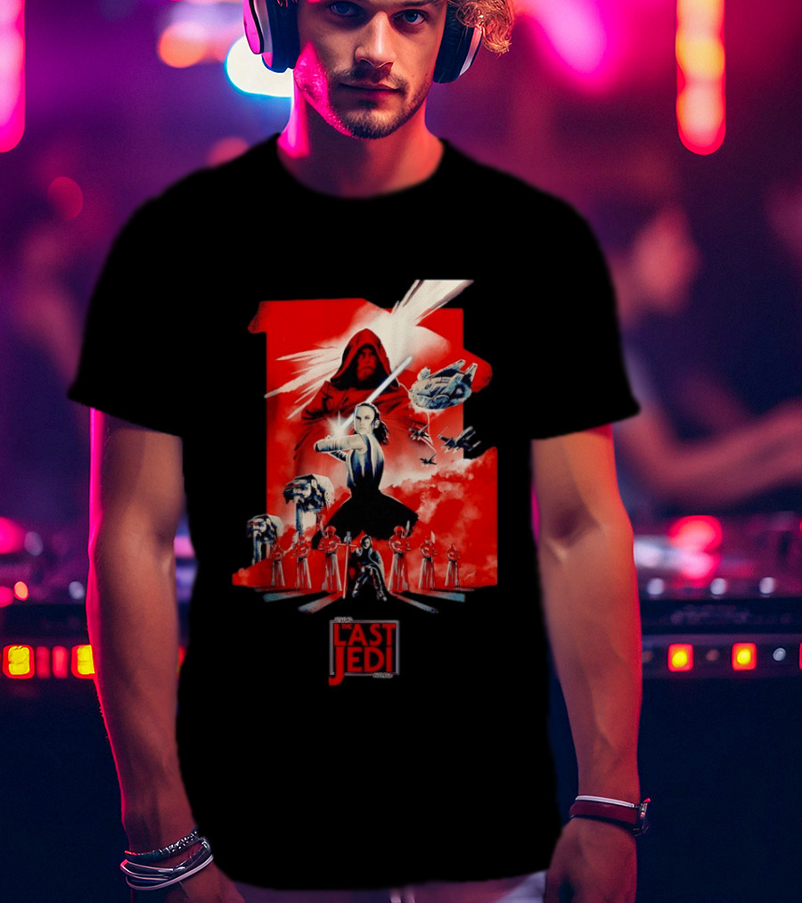 Luke Skywalker Rey Kylo Ren Millennium Falcon X Wing The Last Jedi T-Shirt