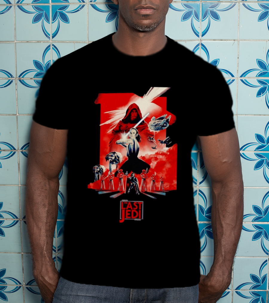 Luke Skywalker Rey Kylo Ren Millennium Falcon X Wing The Last Jedi T-Shirt