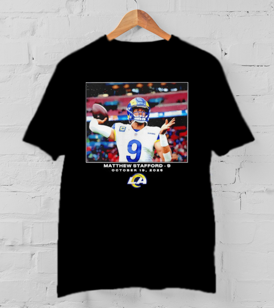 Los Angeles Rams Matthew Stafford Week 7 Action Photo With LA Rams T-Shirt