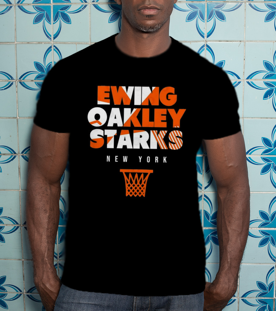 Ewing Oakley Starks New York Knicks Basketball Legends 90s Hoop T-Shirt
