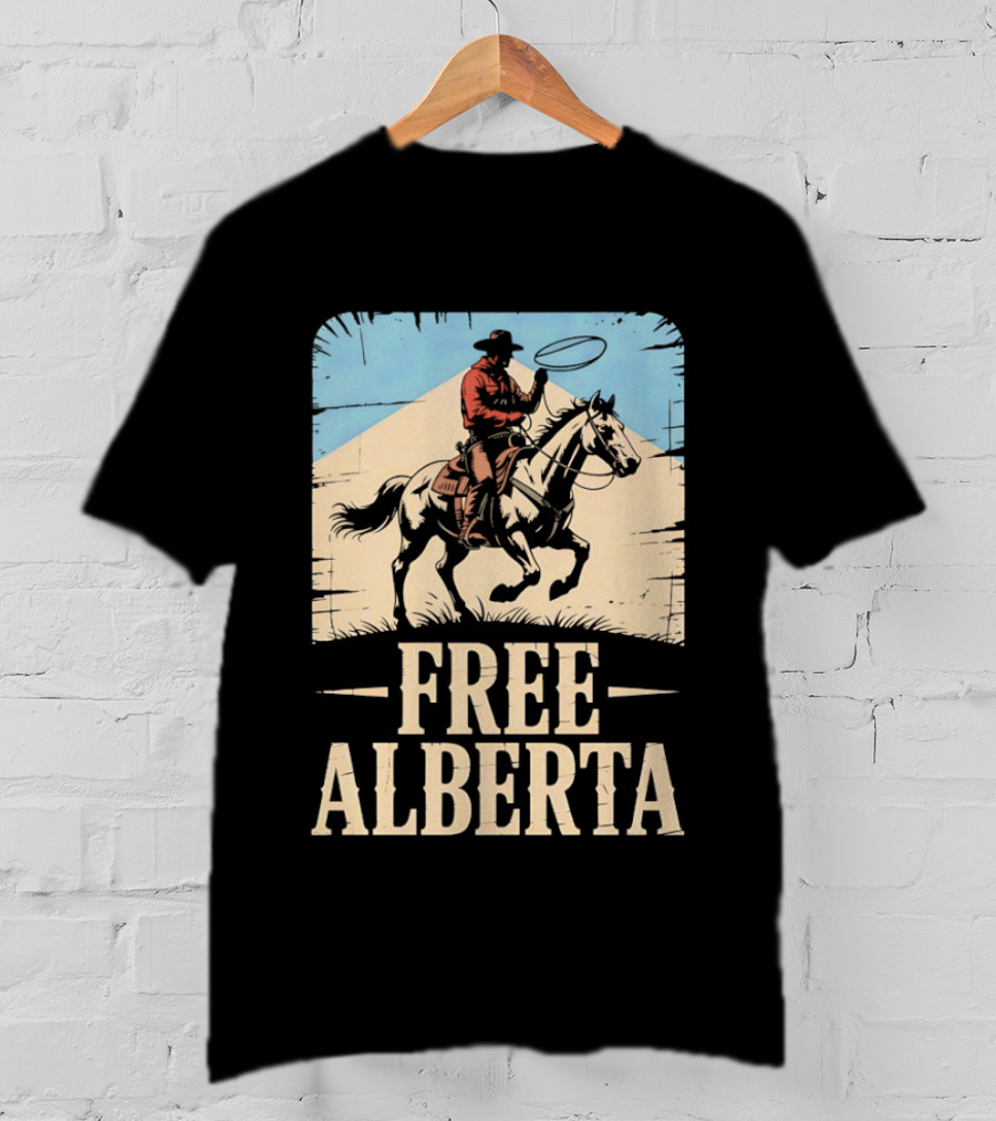 Prairie Man Lasso Figure Free Alberta T-Shirt