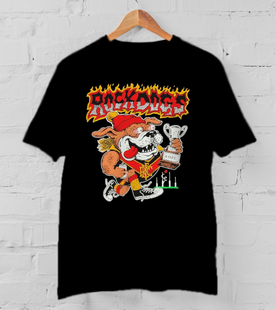 ROCKDOGS Bulldog RDFC Trophy Holder In Beanie And Sneakers T-Shirt