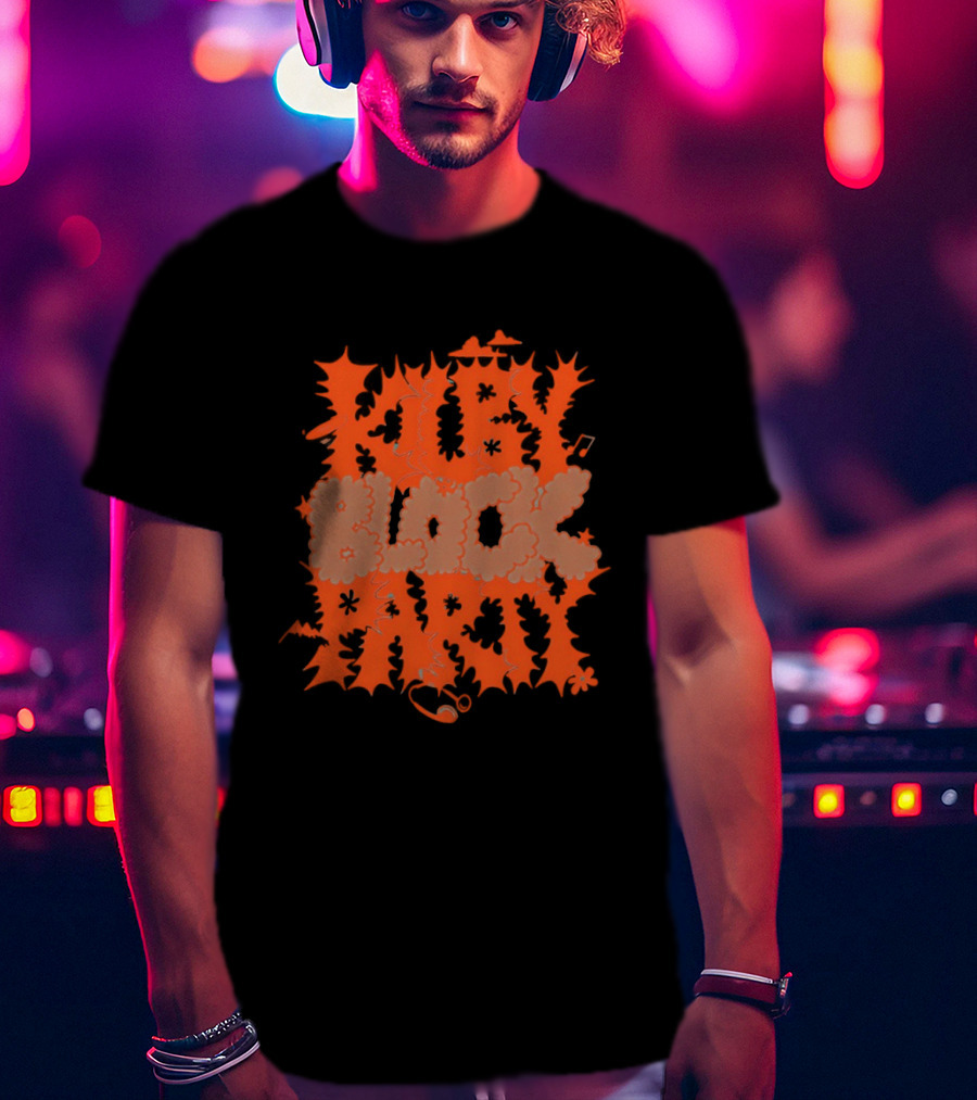 Ruby Block Party Music Notes Record Headphones Stars Clouds Bat Flower T-Shirt
