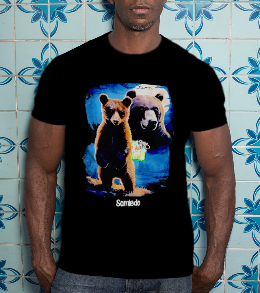 Somiedo Bears Cub Wildlife Art Blue T-Shirt