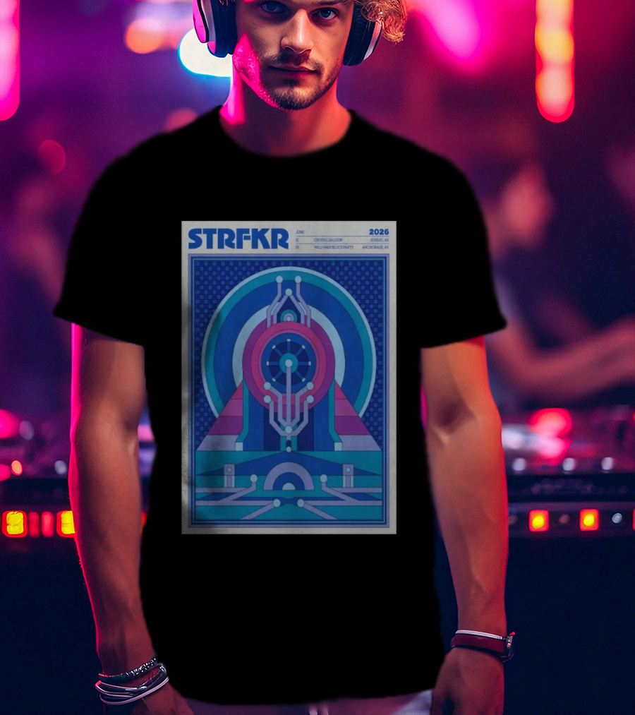 STRFKR June 2026 Alaska Tour Crystal Saloon Jambell Whale Navy Block Party Anchorage T-Shirt