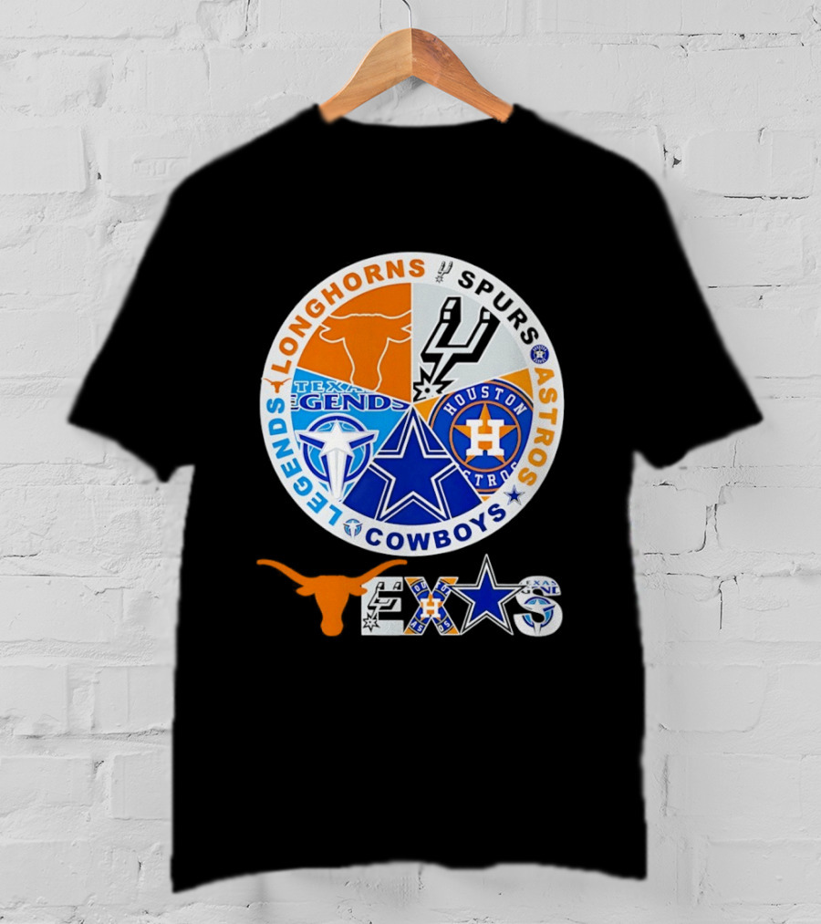 Texas Longhorns Spurs Astros Cowboys Legends Pride T-Shirt