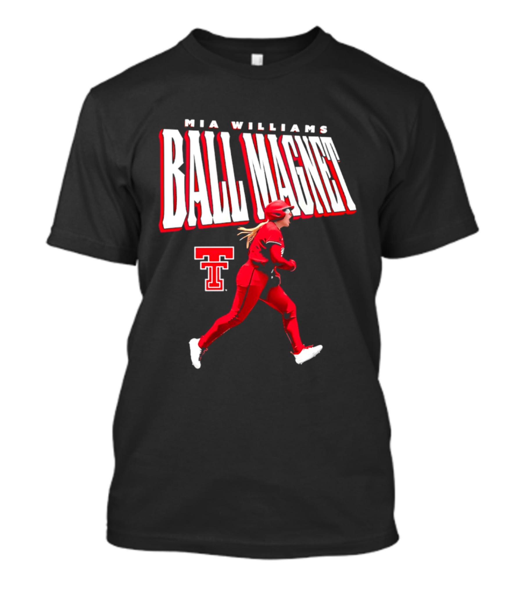 Mia Williams Ball Magnet Texas Tech Logo Running Player T-Shirt