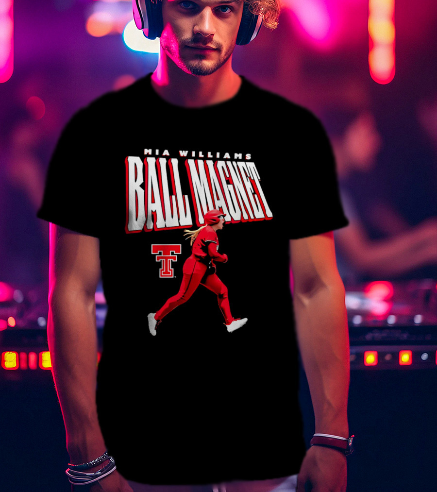 Mia Williams Ball Magnet Texas Tech Logo Running Player T-Shirt