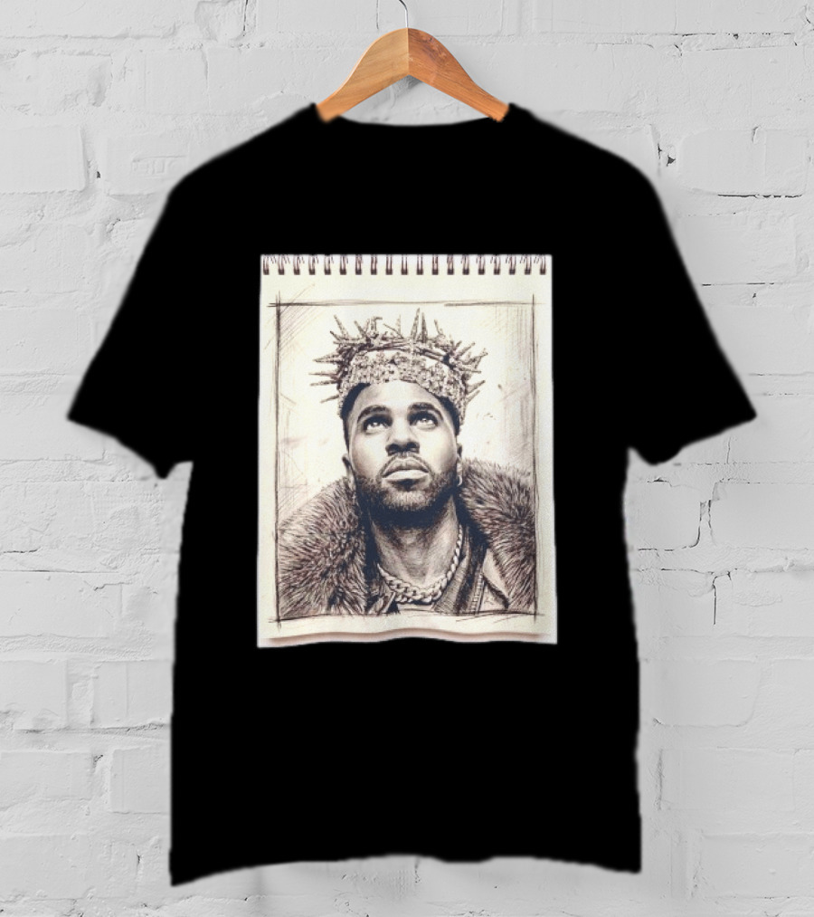 The Big Jason Derulo Sketchbook Crown Fur Chain T-Shirt