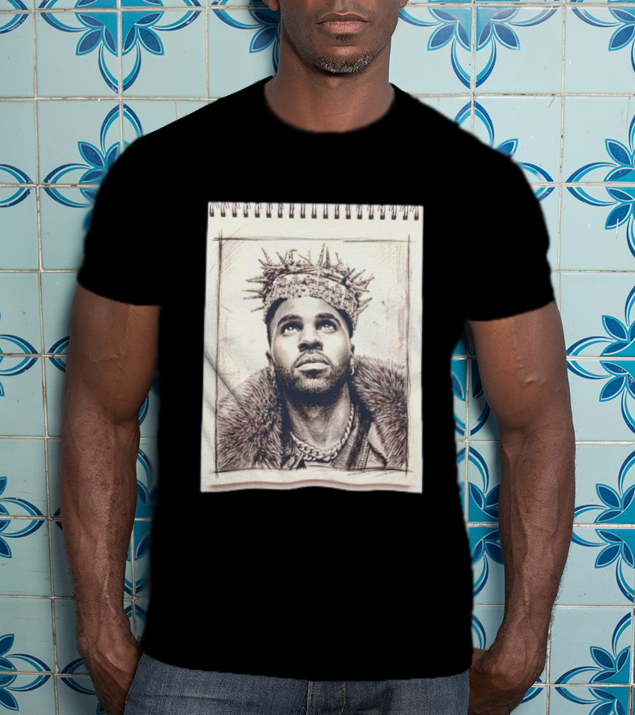 The Big Jason Derulo Sketchbook Crown Fur Chain T-Shirt