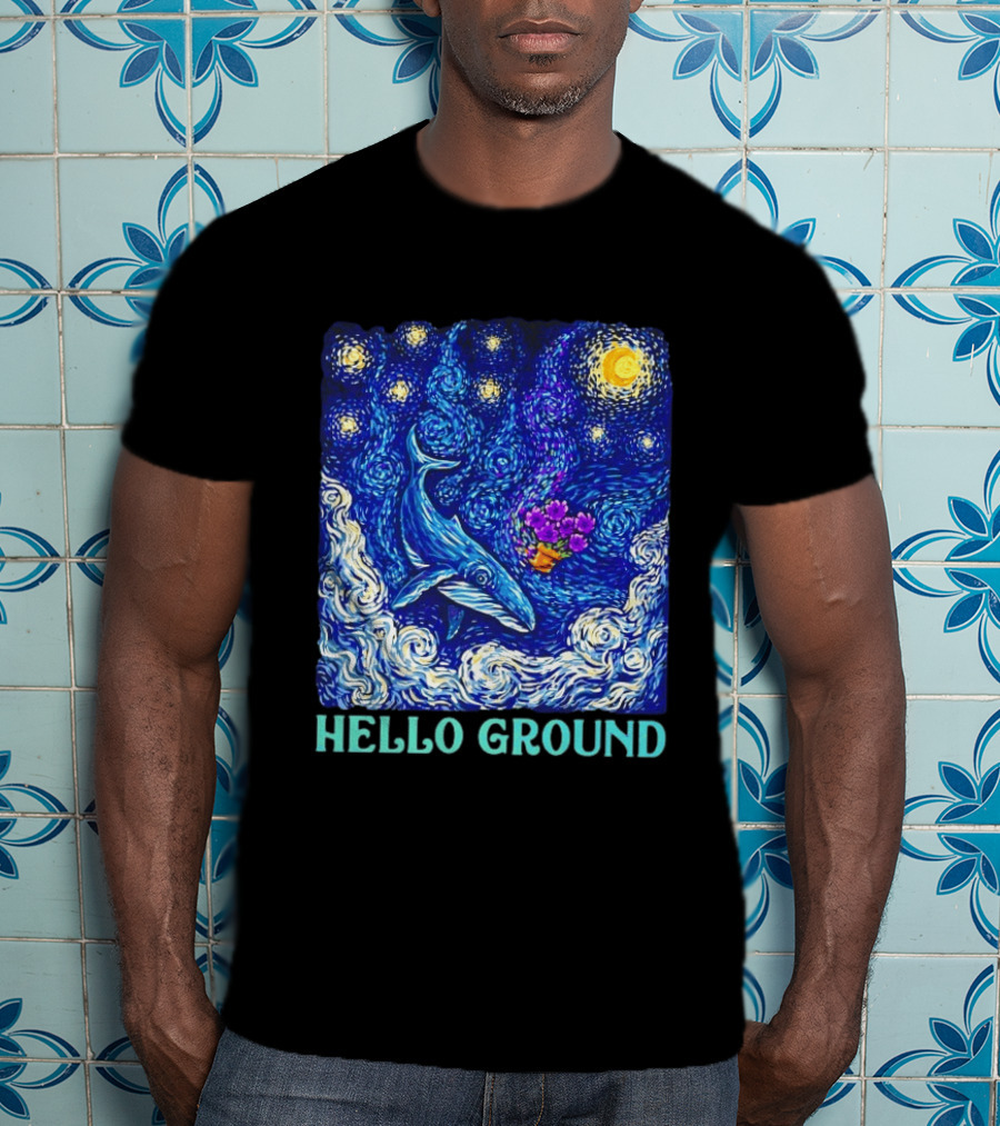 The Hitchhiker's Guide To The Galaxy Starry Night Hello Ground Whale T-Shirt