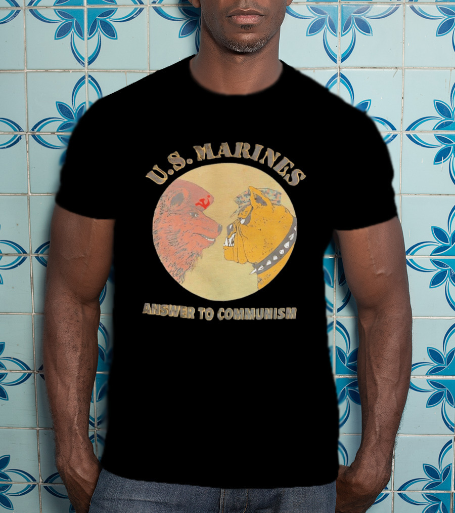 U.S. Marines Answer To Communism Soviet Bear Versus Marine Bulldog T-Shirt