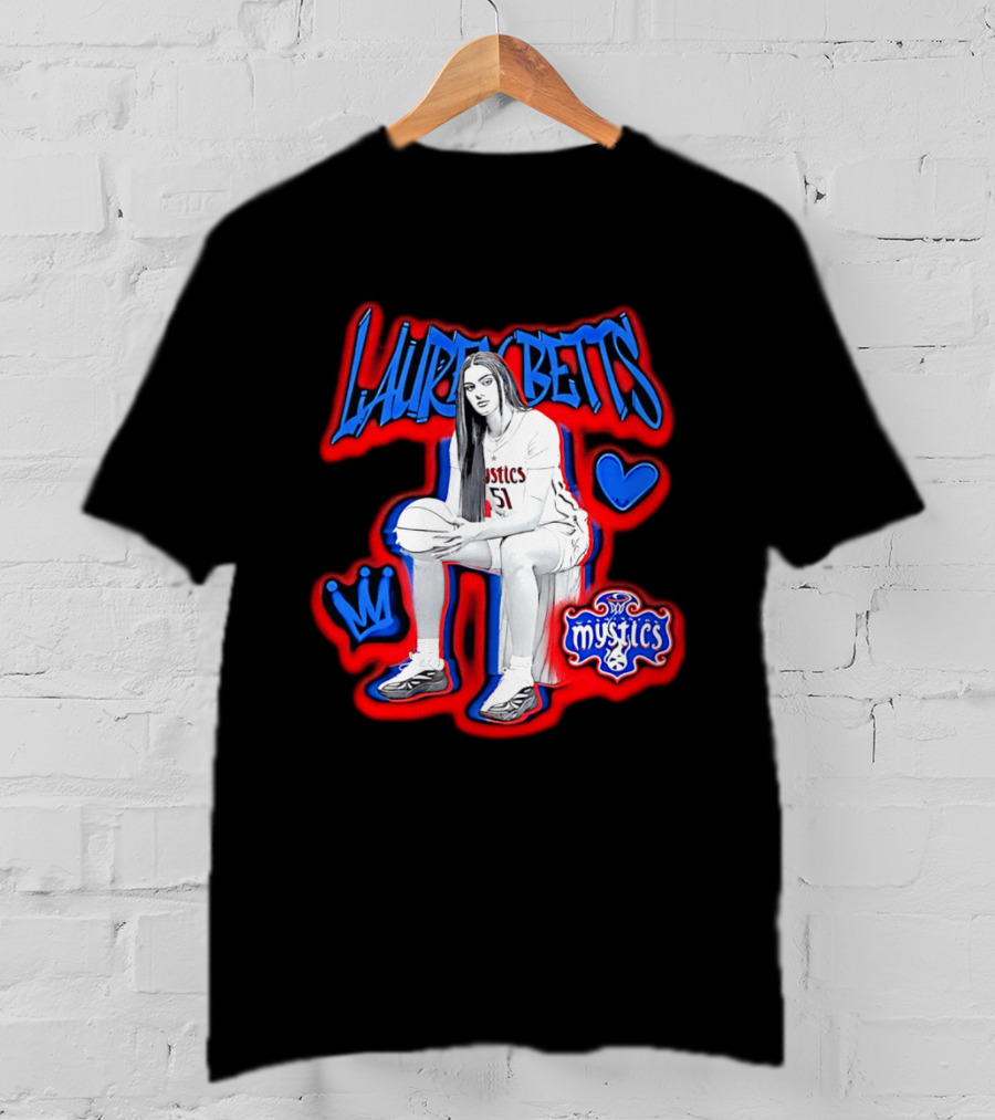 Lauren Betts Washington Mystics Basketball No. 51 Mystics Logo And Heart T-Shirt