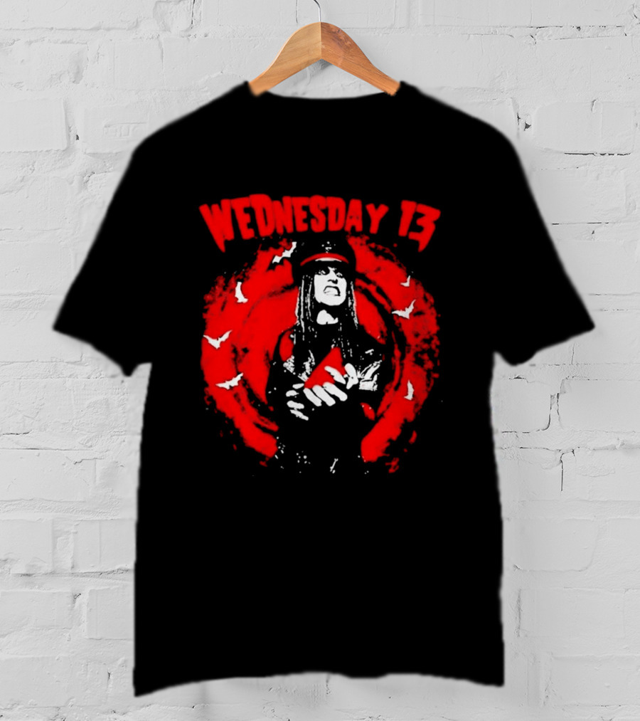Wednesday 13 Devil Made Me Do It Horror Gothic Bats T-Shirt