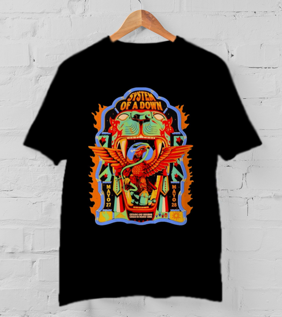 System Of A Down Estadio GNP Seguros Ciudad De Mexico May 27 28 2026 Eagle And Jaguar T-Shirt