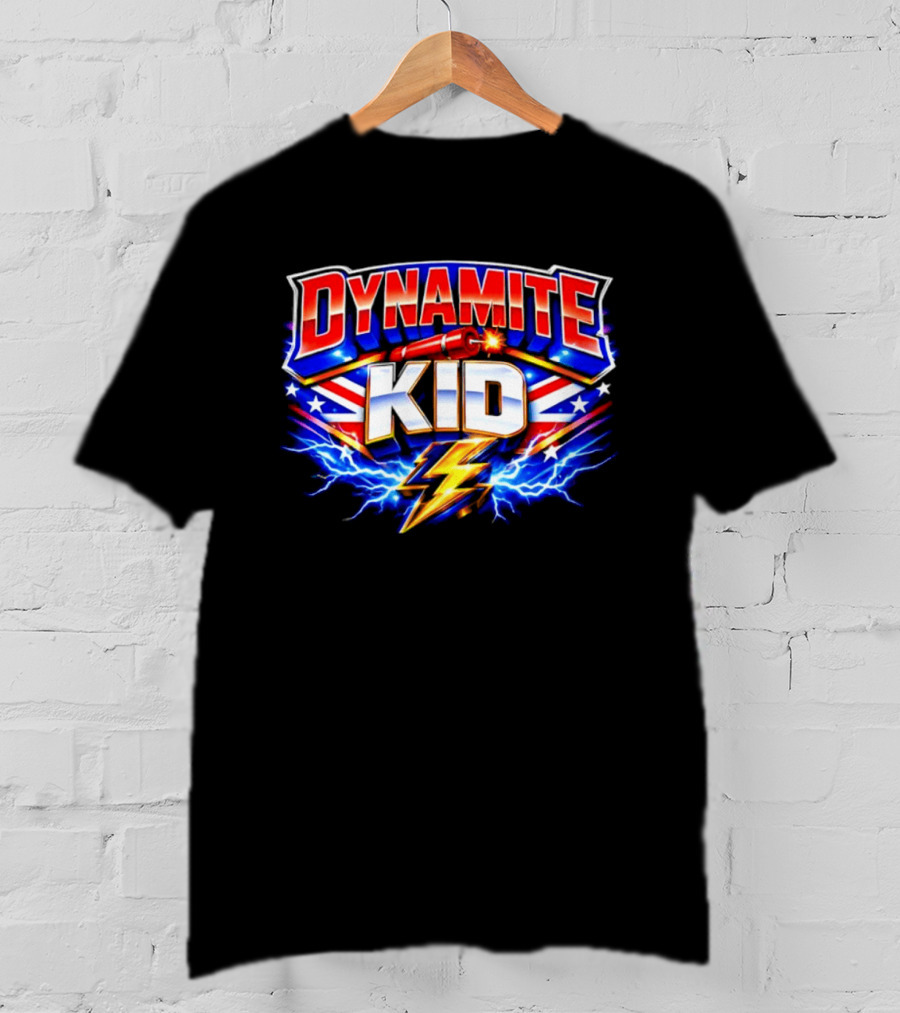 Dynamite Kid Wrestling Lightning Union Jack Explosion T-Shirt