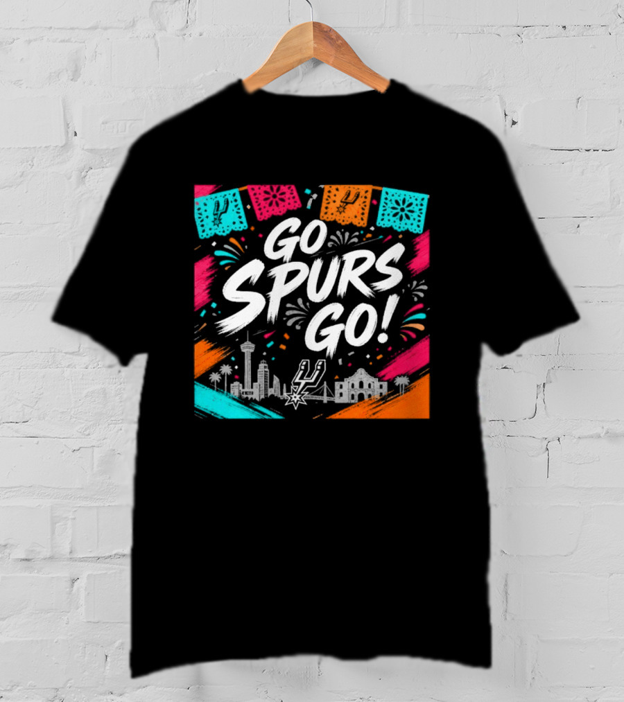 Go Spurs Go San Antonio Skyline Fiesta Celebration T-Shirt