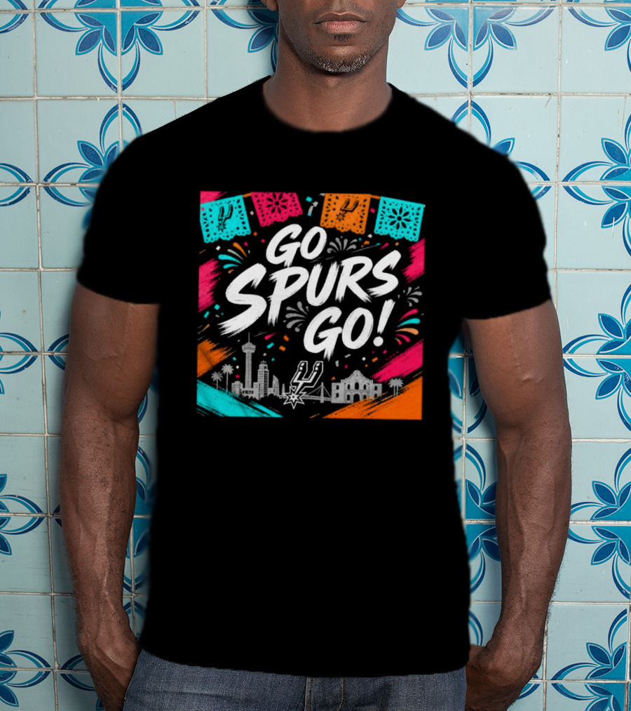 Go Spurs Go San Antonio Skyline Fiesta Celebration T-Shirt