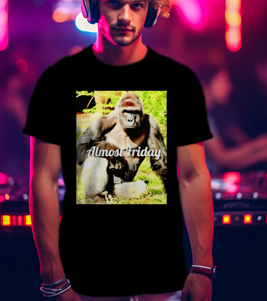 Almost Friday Gorilla Relaxing In Nature T-Shirt