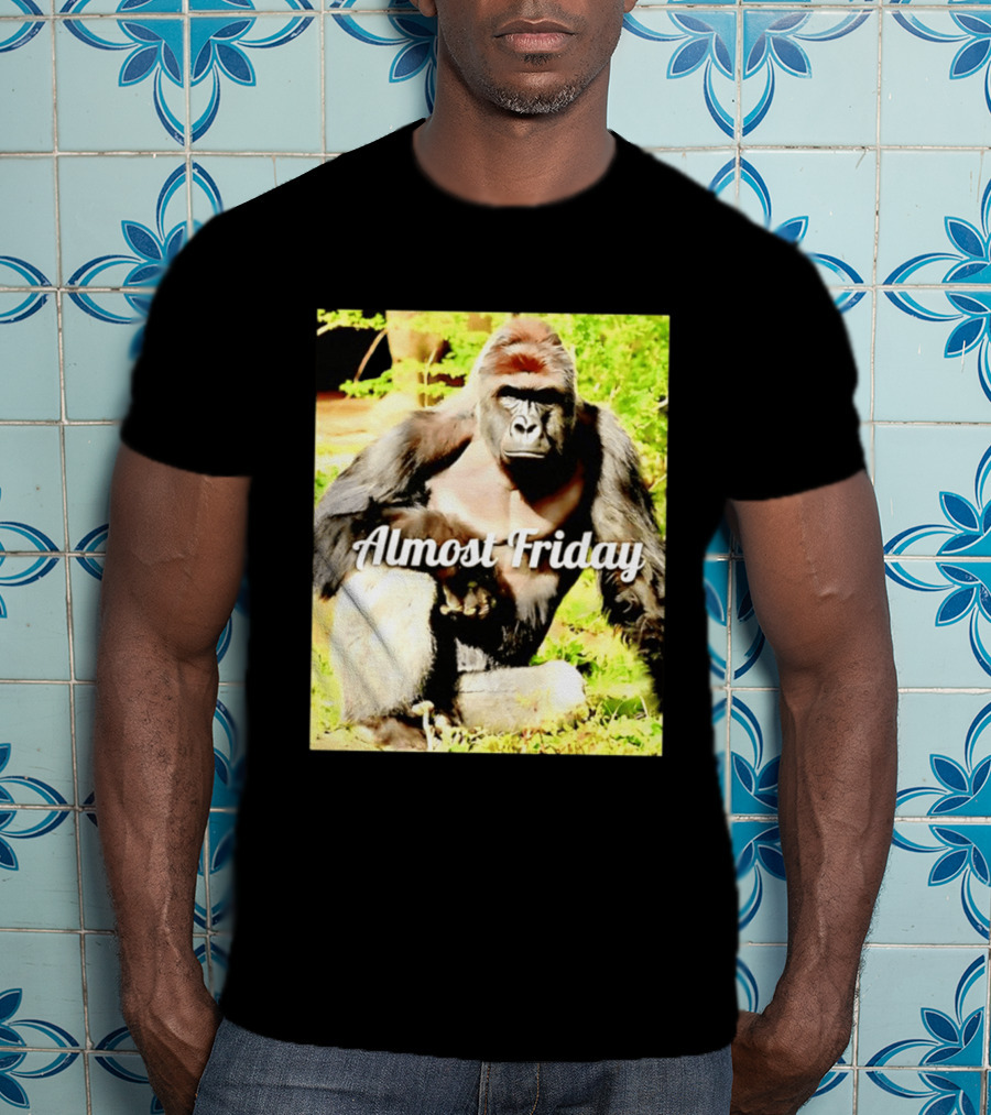 Almost Friday Gorilla Relaxing In Nature T-Shirt