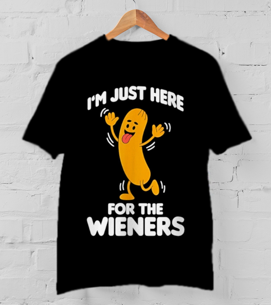 Dancing Hot Dog Sausage Food Party I'm Just Here For The Wieners T-Shirt