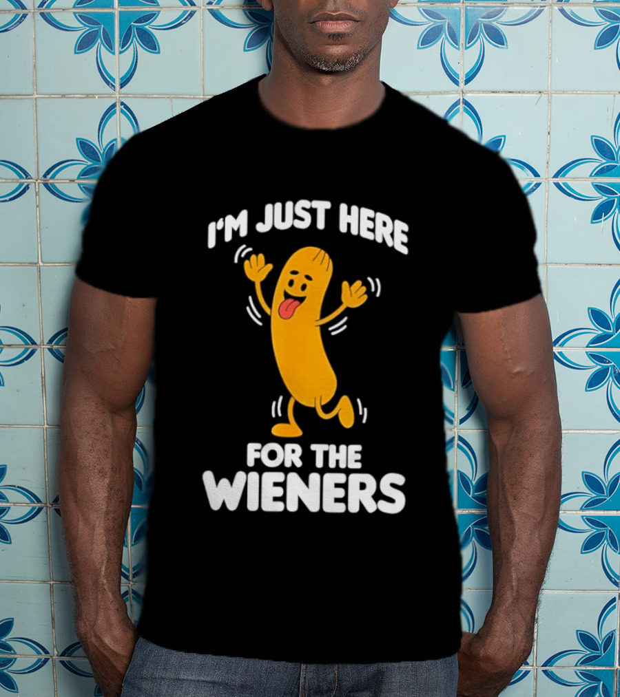 Dancing Hot Dog Sausage Food Party I'm Just Here For The Wieners T-Shirt