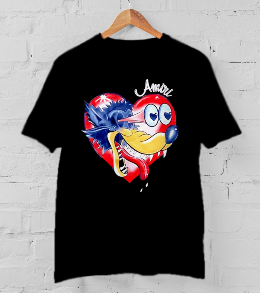 Heart Wolf Amiri Iconic Pop Art Style Fusion T-Shirt