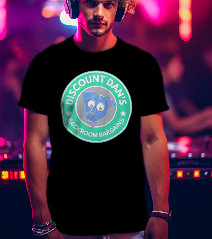 Discount Dan's Backroom Bargains Dog Face Circular T-Shirt