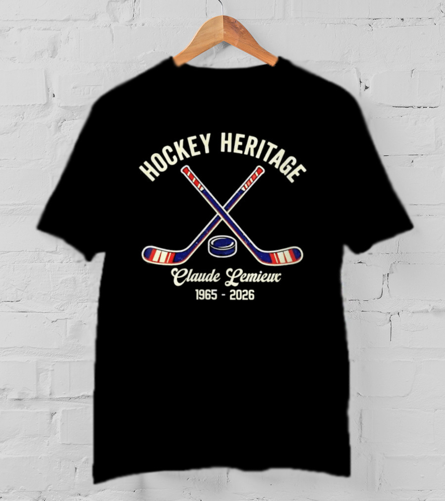 Hockey Heritage Claude Lemieux 1965 2026 Vintage Ice Hockey Sticks T-Shirt