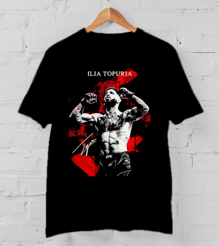 Ilia Topuria UFC Fighter Bold Red Abstract T-Shirt