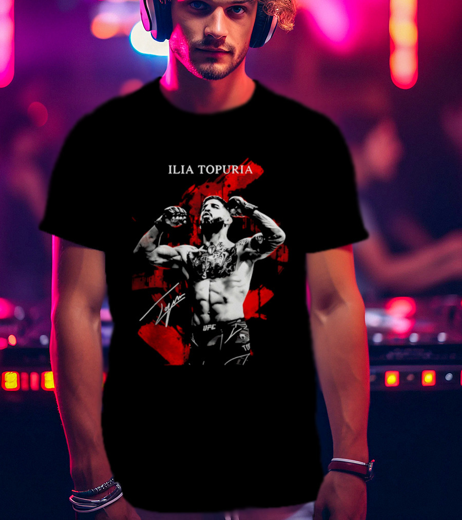 Ilia Topuria UFC Fighter Bold Red Abstract T-Shirt