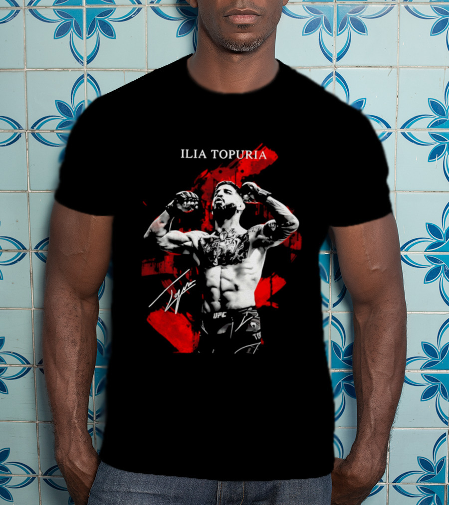 Ilia Topuria UFC Fighter Bold Red Abstract T-Shirt