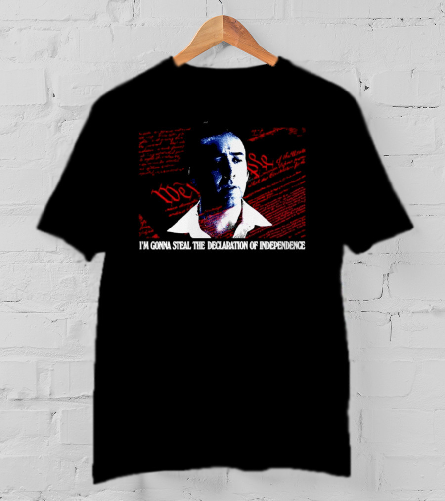 Nicolas Cage I'm Gonna Steal The Declaration Of Independence Face Red White Blue T-Shirt