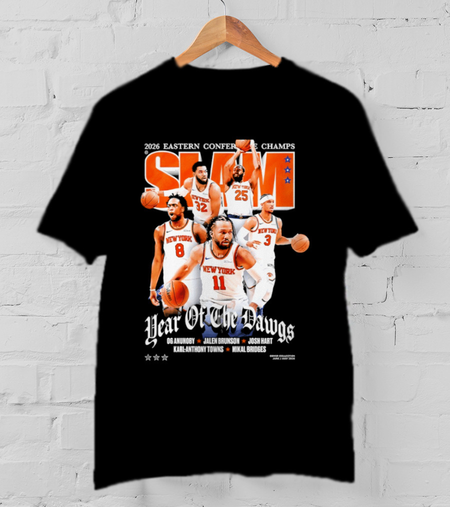 2023 Eastern Conference Champs New York Knicks SLAM Year Of The Dawgs Jalen Brunson Josh Hart Karl Anthony Towns T-Shirt