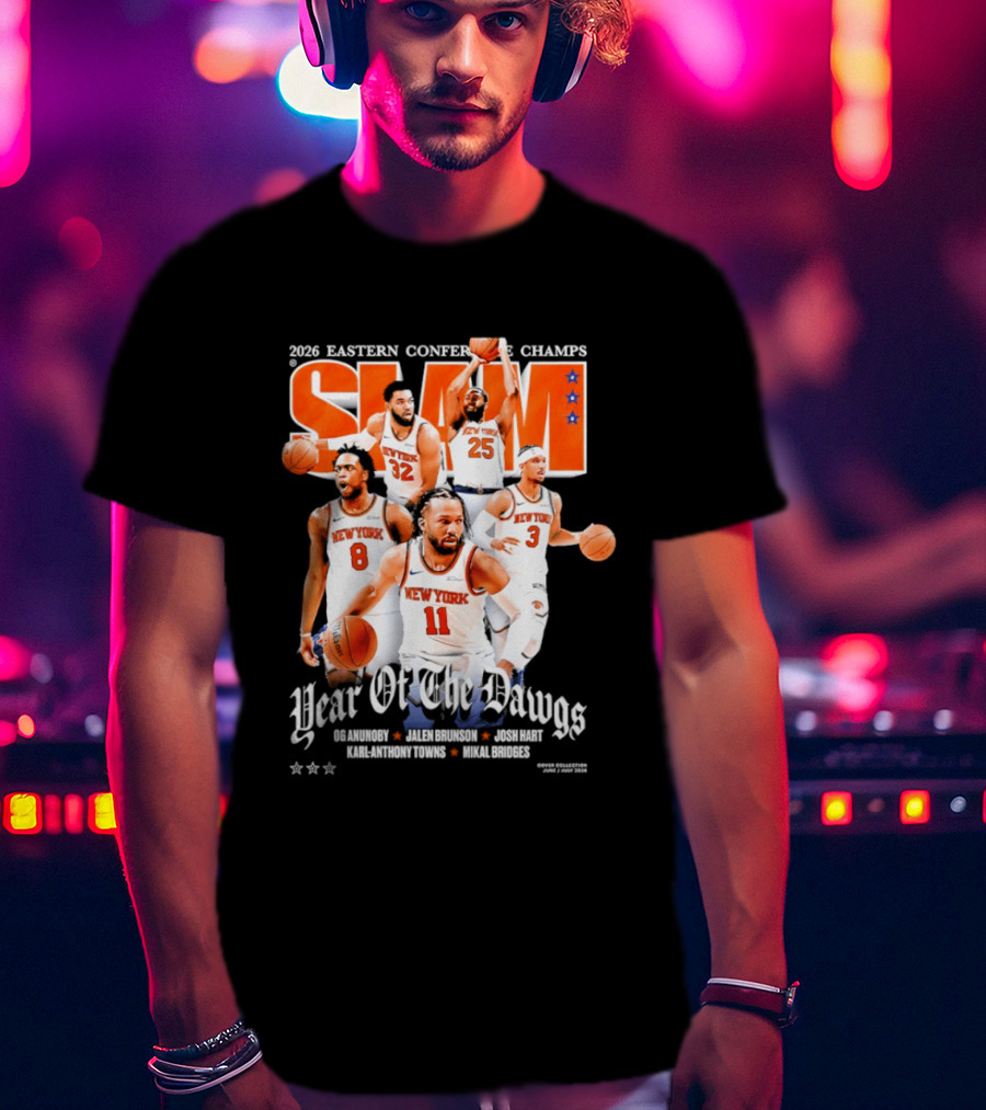2023 Eastern Conference Champs New York Knicks SLAM Year Of The Dawgs Jalen Brunson Josh Hart Karl Anthony Towns T-Shirt